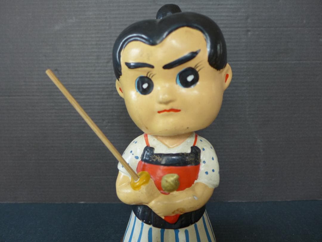 時代物【良品】昭和30年代　赤胴鈴之助　首振り人形陶器彩色 少年画報 昭和レトロ