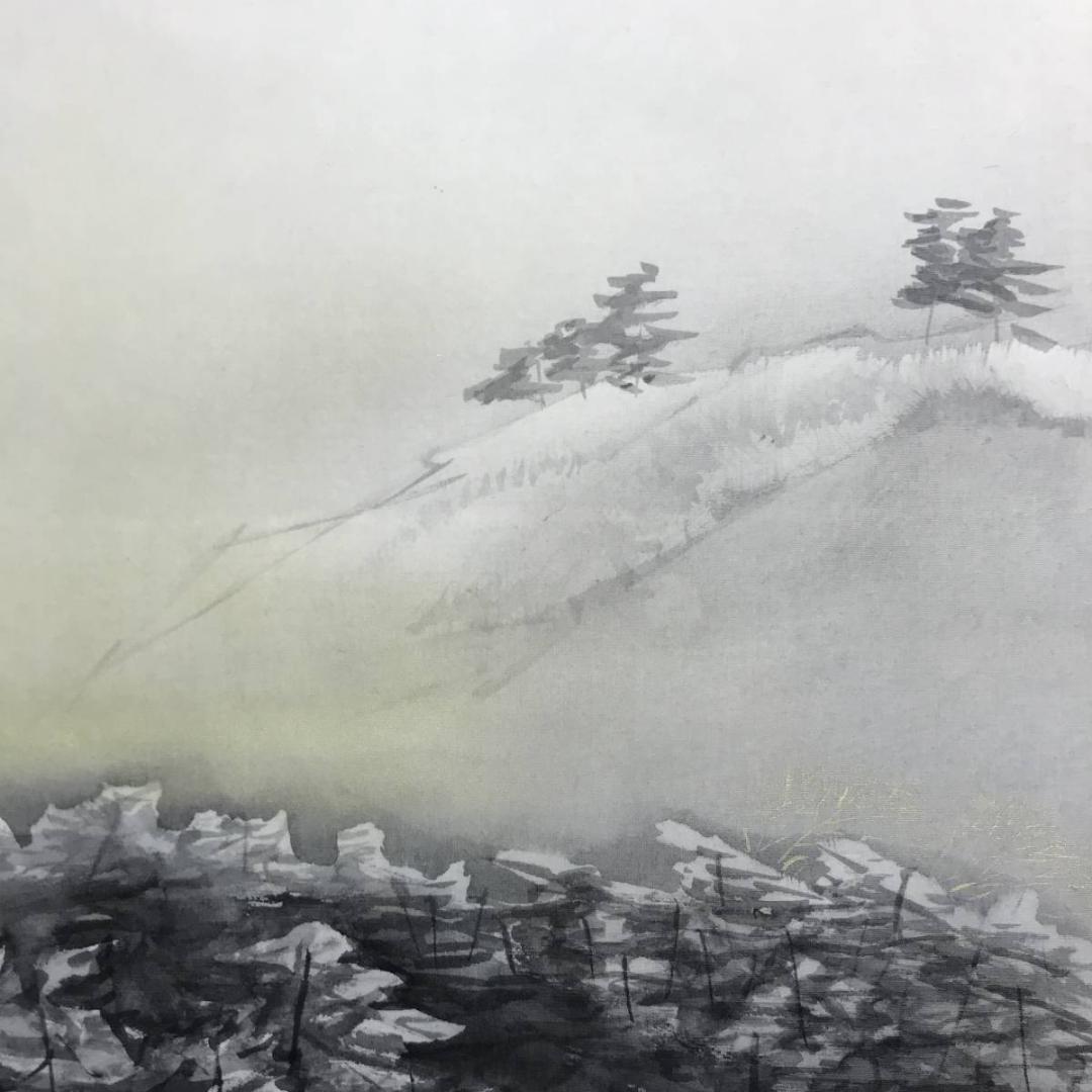 橋口幾三郎/雪景漁舟図/清趣/山水図/掛軸/名家伝来/AD-61