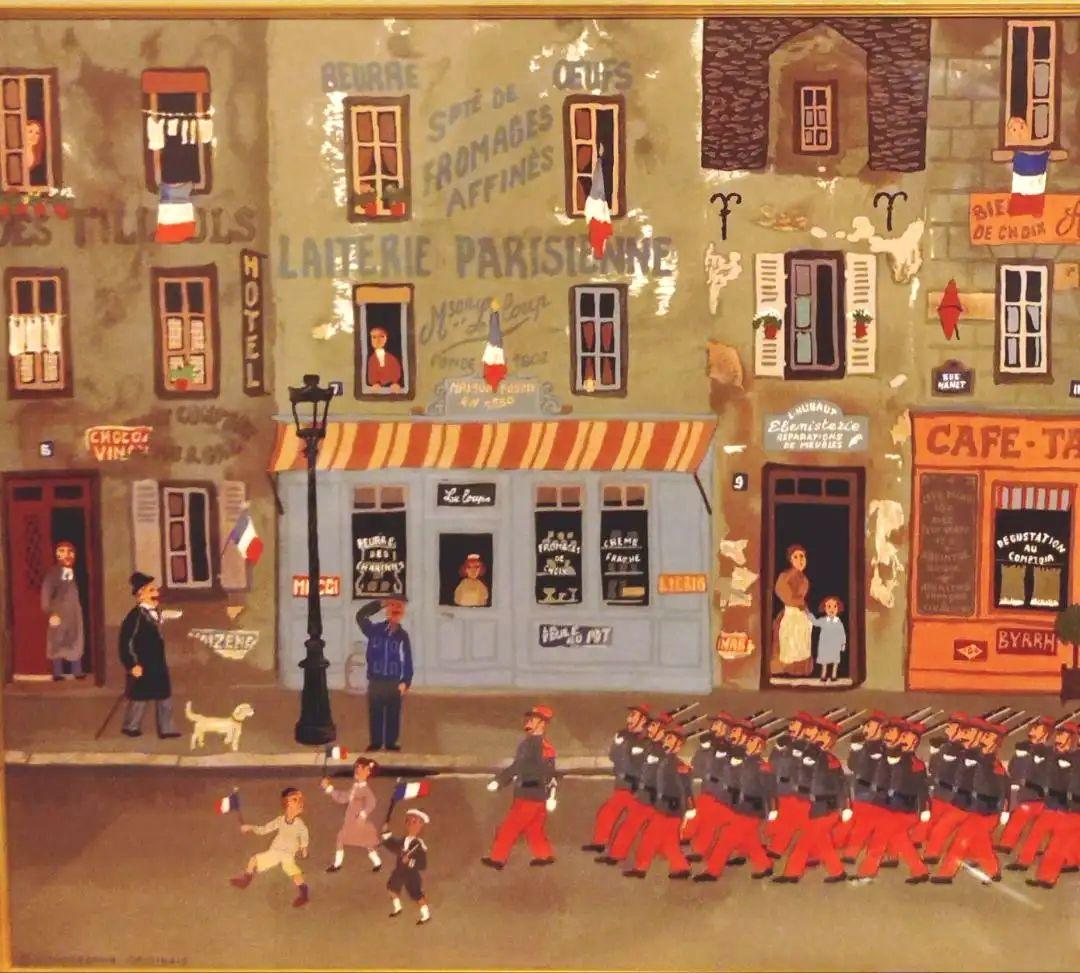 大判リトグラフ 7月14日のパレード ミシェル・ドラクロア 版上サイン有