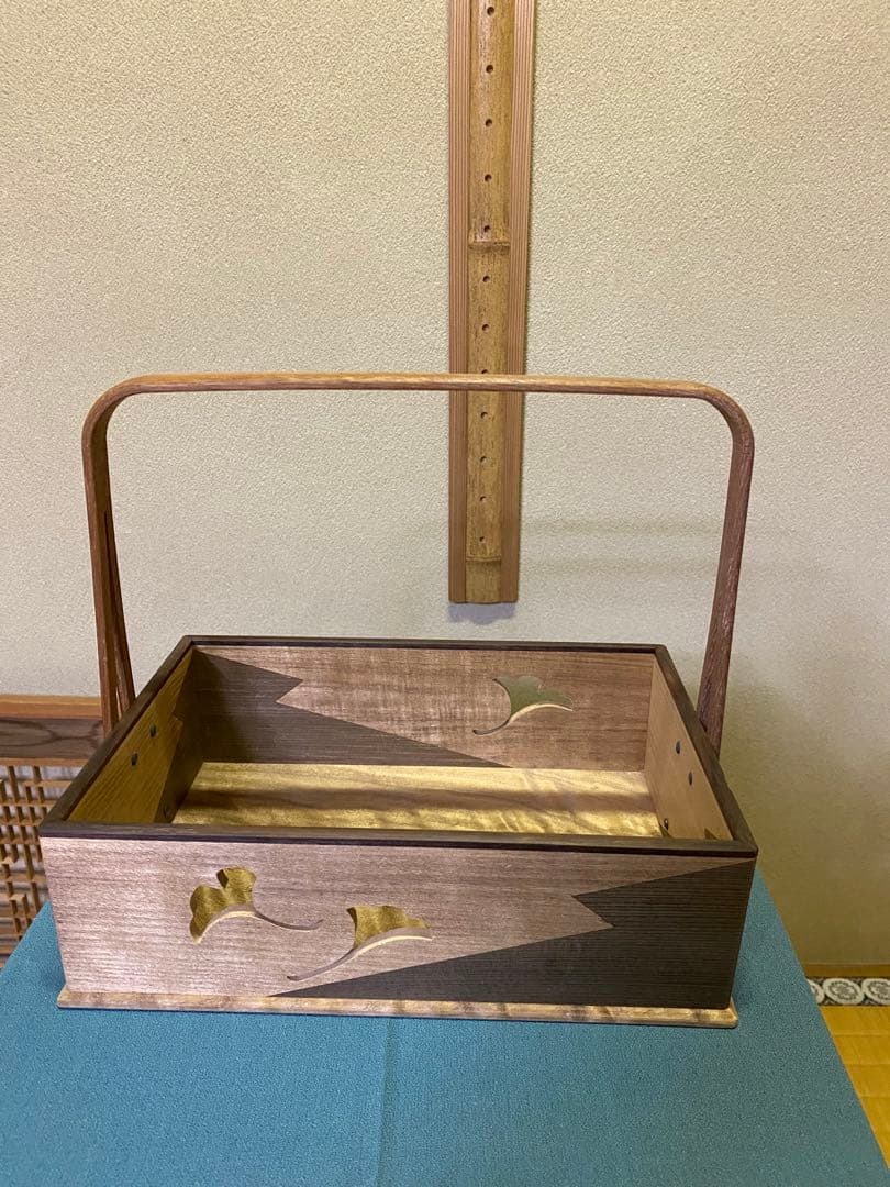 【本日限定】茶道具/莨盆 山本貞斎 鵬雲斎好 銀杏透 手付煙草盆 煙菅2本付