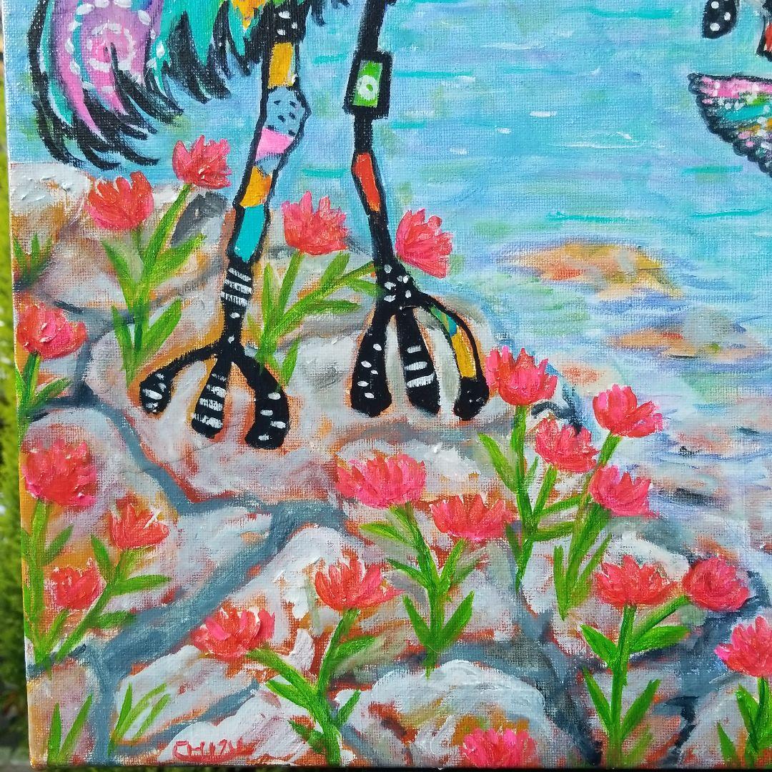 油絵　H確認　海岸の岩場での運命のであい