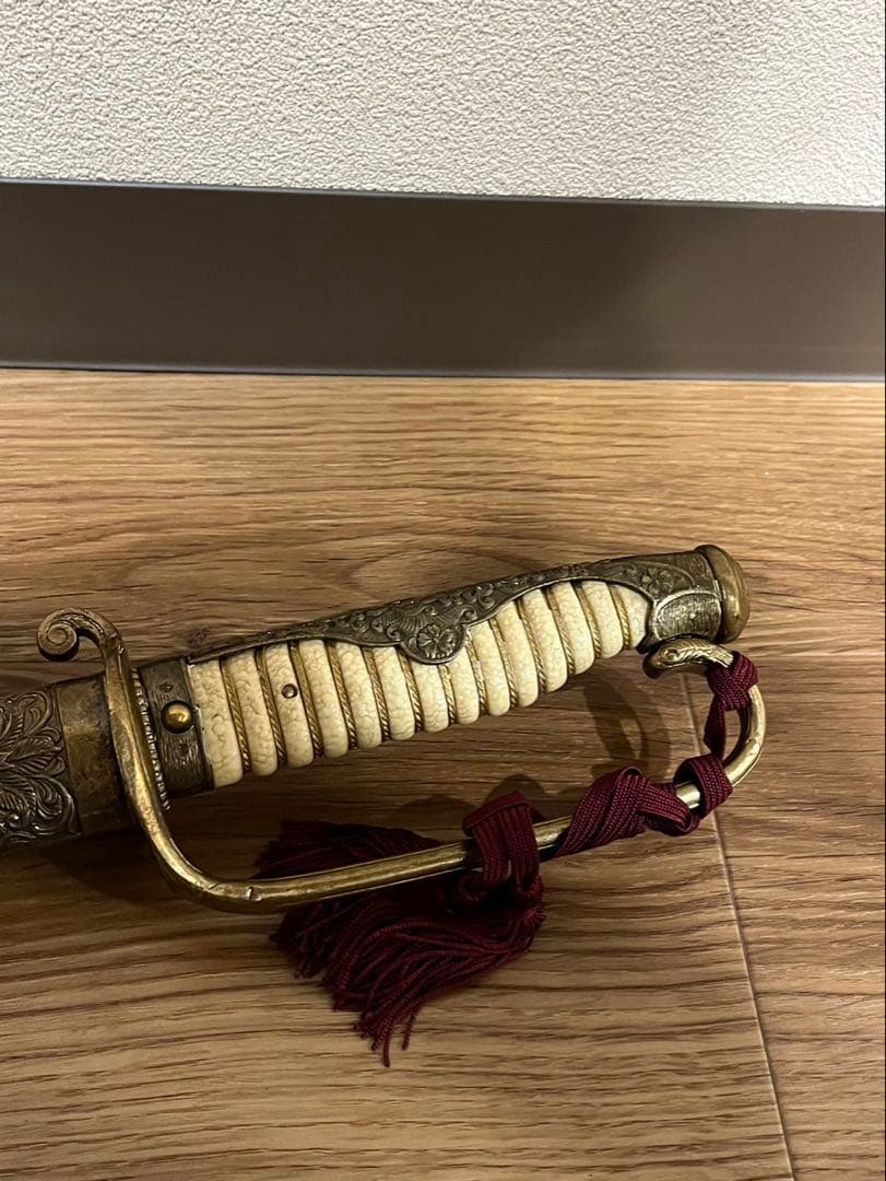 本日限定★旧日本軍　鮫皮柄　旧大日本帝国海軍士官短剣　長剣セット剣帯付