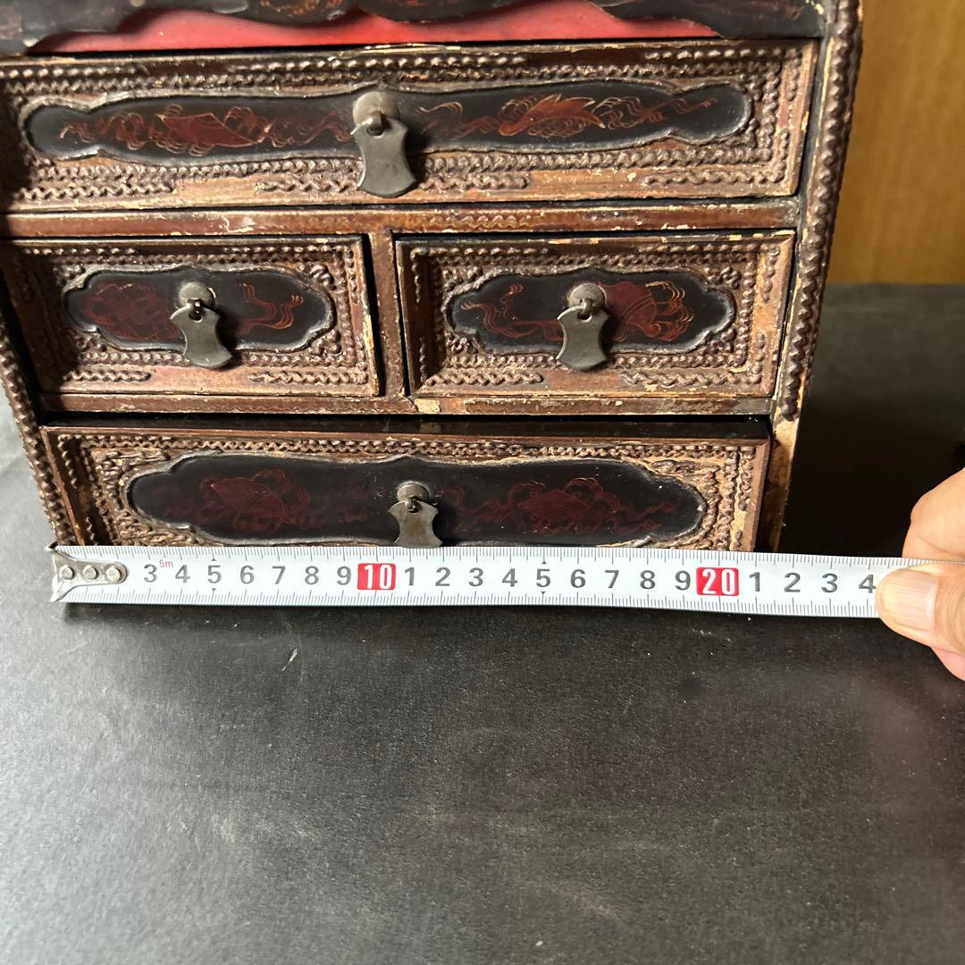 ミニ箪笥　琉球鳳凰漆絵小箪笥？　漆工　沖縄 ？　鳳凰