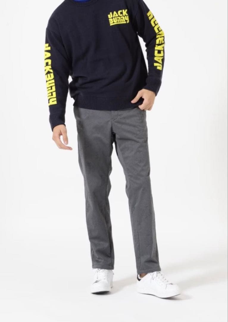 新品 ジャックバニー ピンソニック裏フリース 防風テーパードパンツ(5)Lグレー