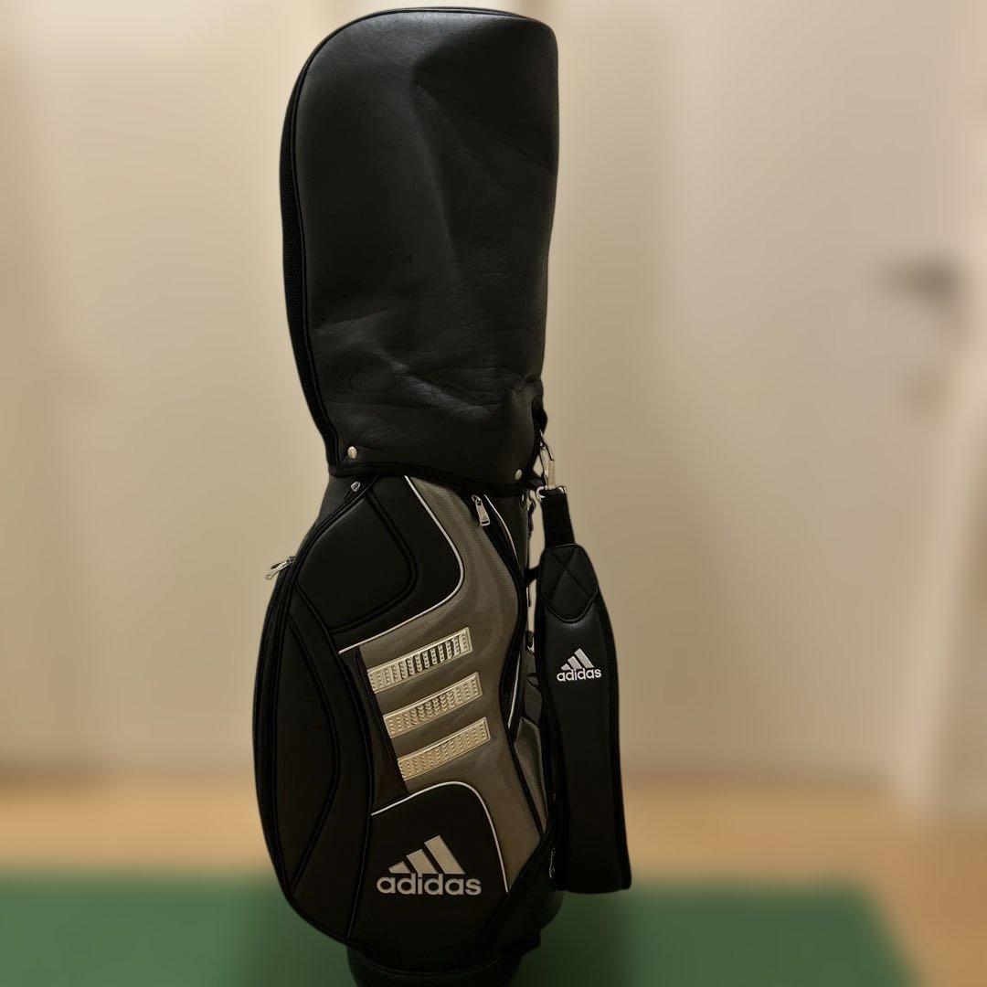 adidas キャディバッグ黒 ブラックヘッドカバー付き