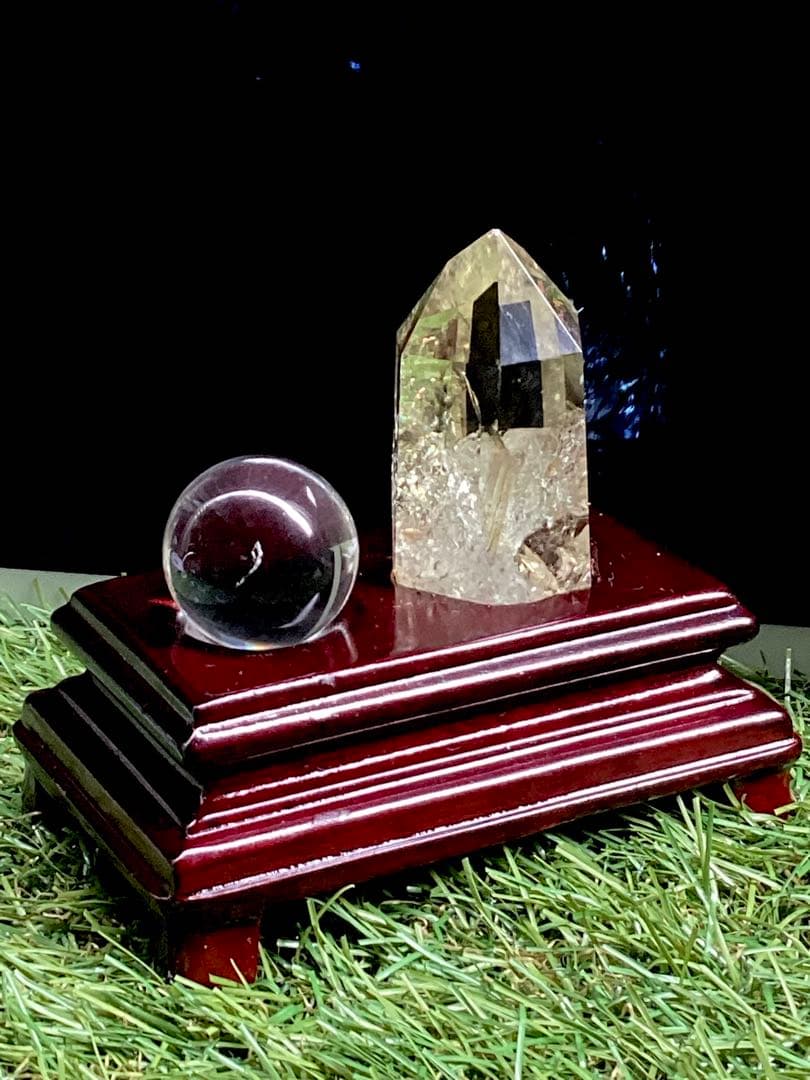 ✳最強の風水**ガネーシュヒマール水晶＆レモン水晶　お守り*守護石　鑑別書付‼️