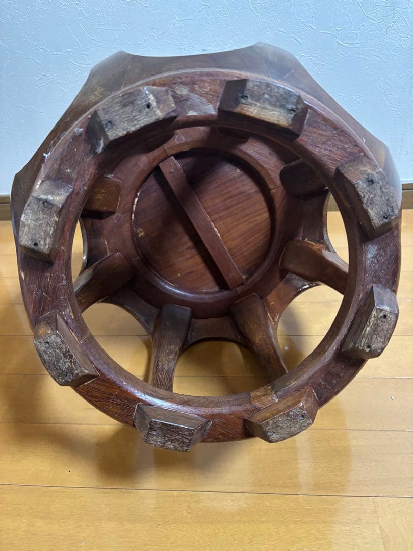 【美品】花梨 螺鈿細工 丸椅子 スツール 腰掛け 中国美術 工芸品 レトロ