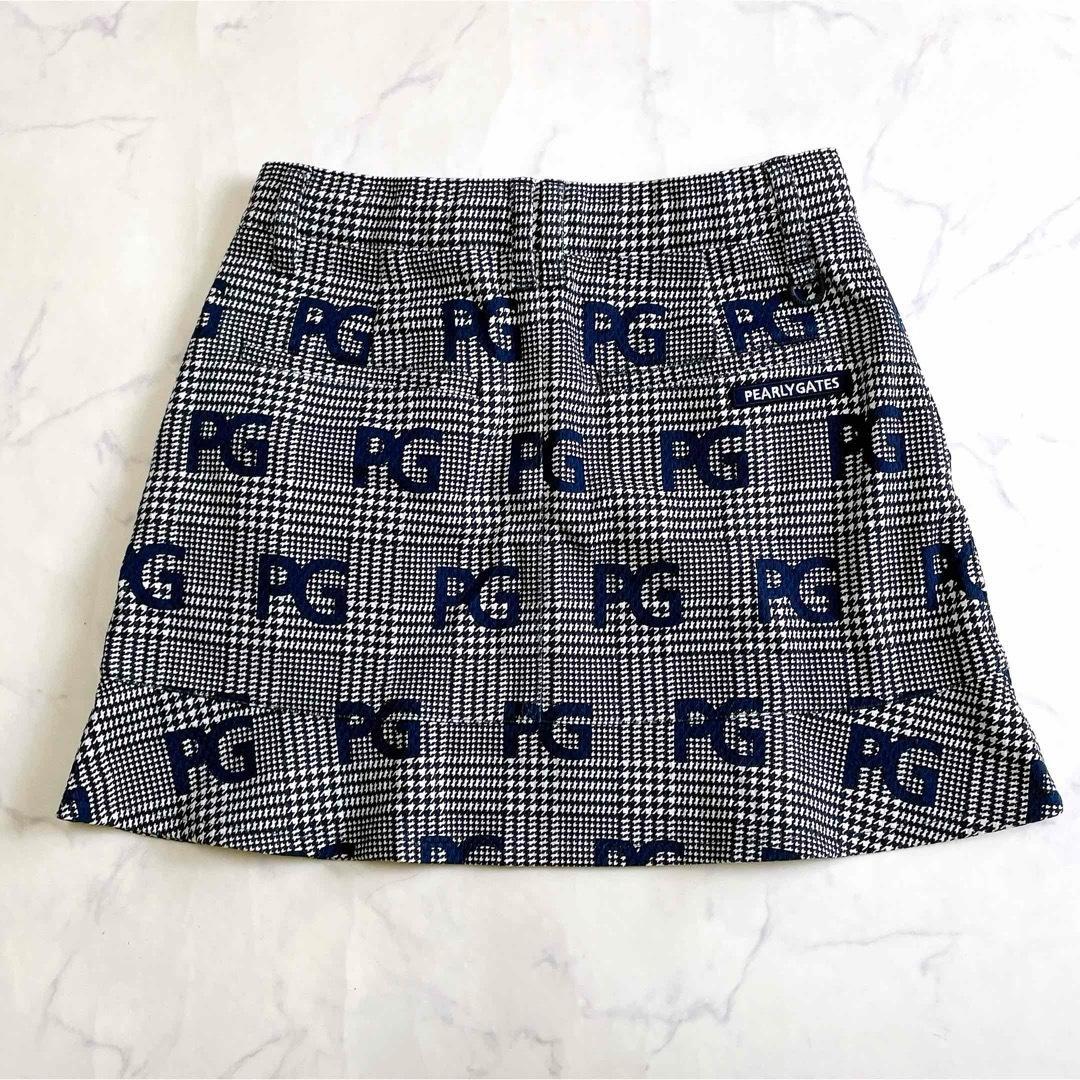 極美品 パーリーゲイツ PGロゴワッペン 千鳥格子柄 ゴルフスカート 0 近年