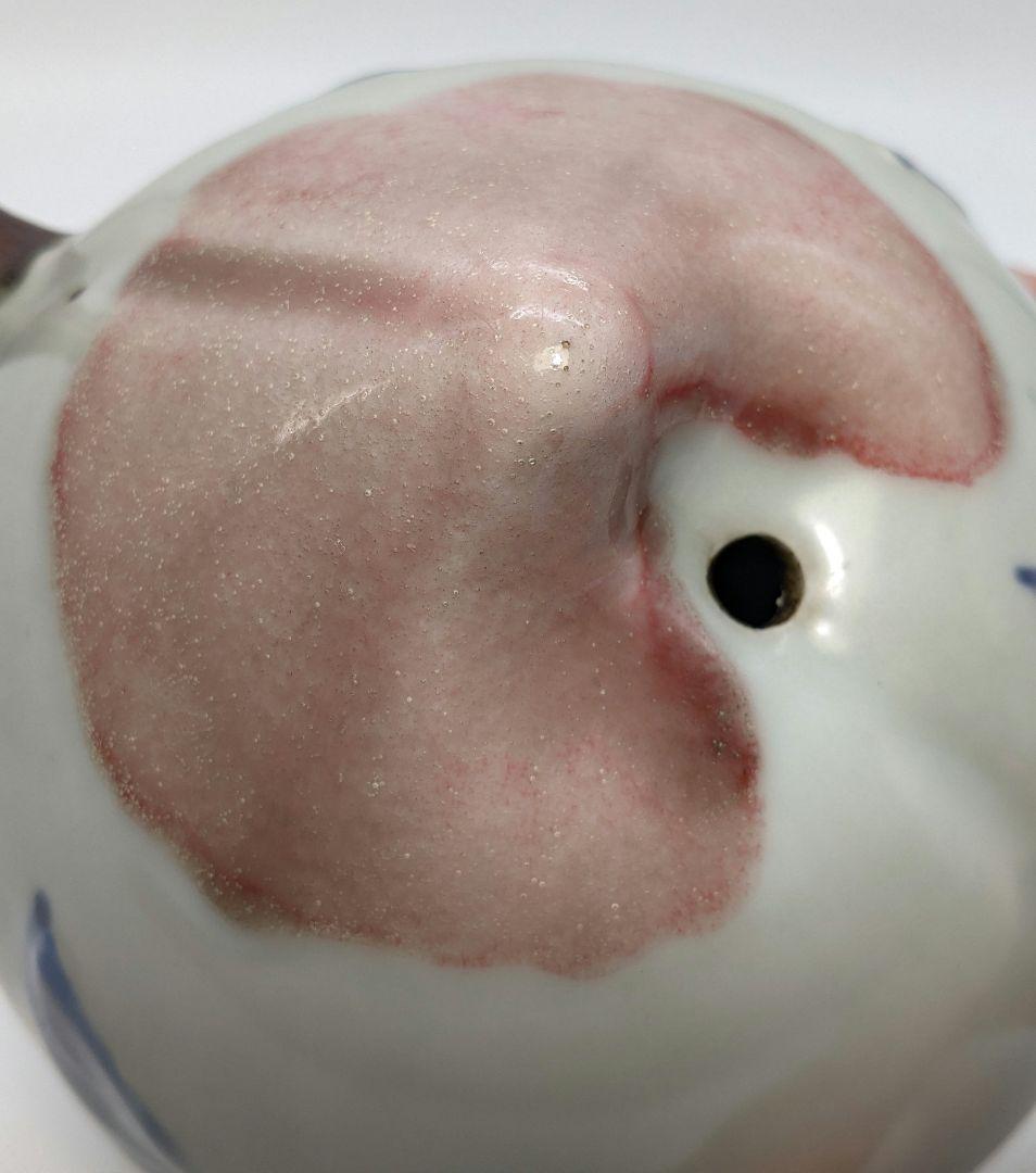 李朝 特大桃型水滴 辰砂青華彩 高麗白磁 染付 李氏朝鮮 書道具 水差 水注