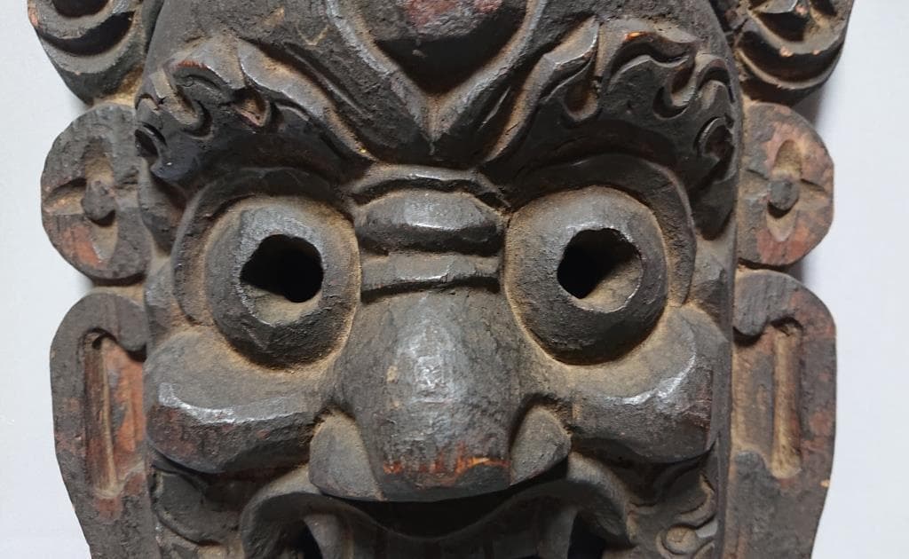 コレクター収集品　木彫　チベットの面