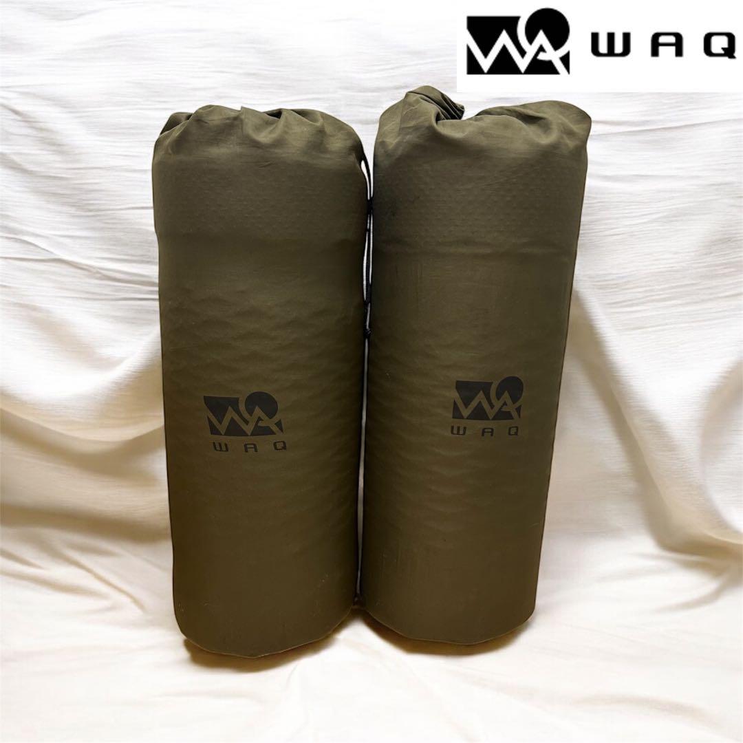 WAQ インフレーターマット シングル 8cm 2個セット オリーブグリーン