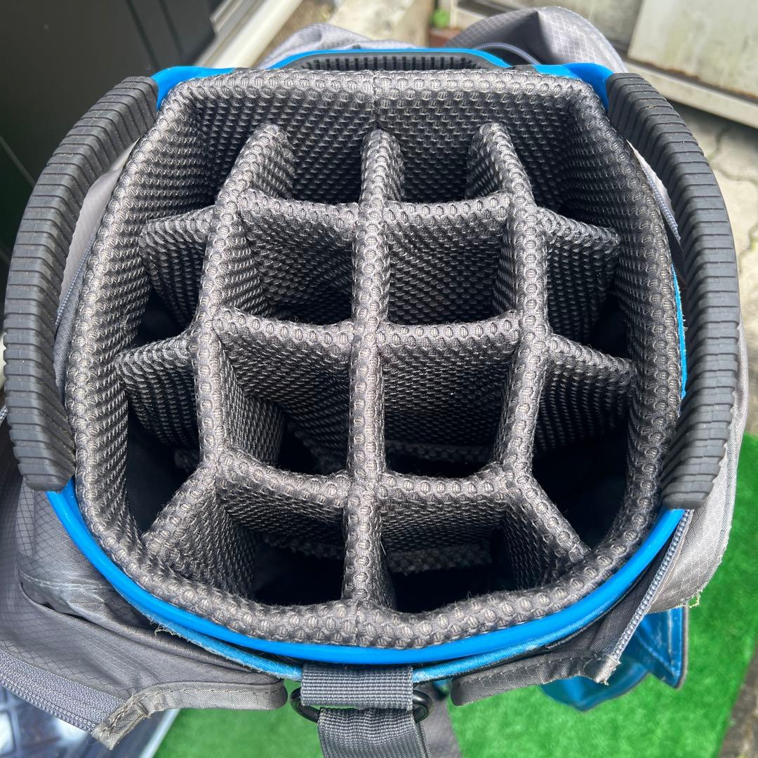 多機能ポケット付きゴルフバッグ グレー/青