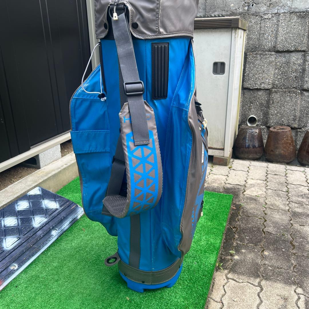 多機能ポケット付きゴルフバッグ グレー/青