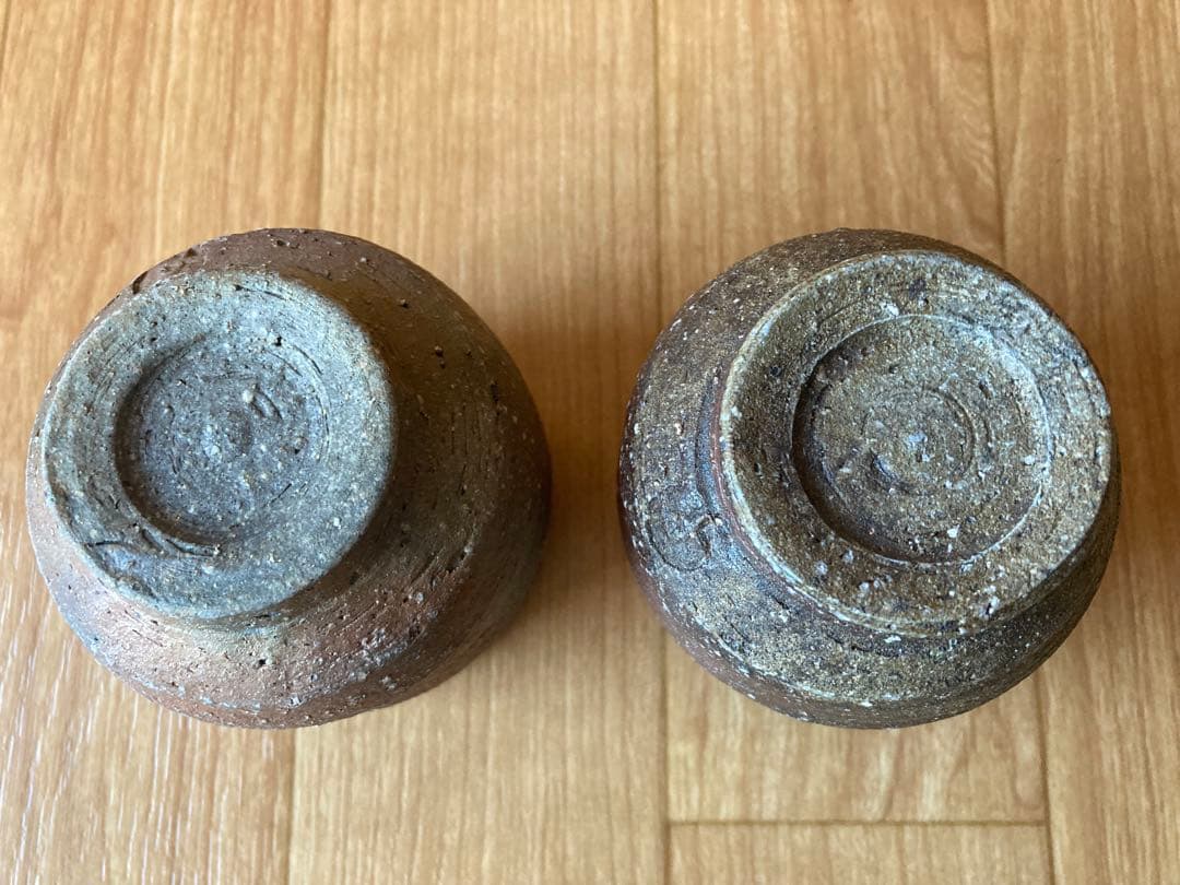 【お値下げしました】陶芸家　備前　荻野雅也　湯呑み 2個セット 木箱付き