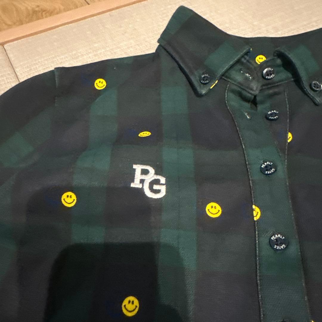 Pearly Gates スマイリーフェイス チェックシャツ