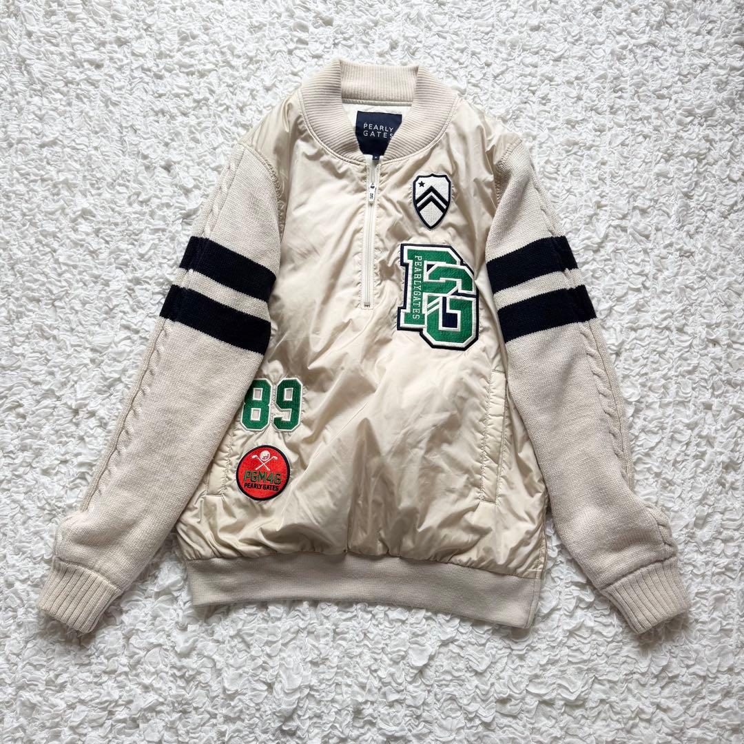 パーリーゲイツ　ハーフジップ　中綿　ブルゾン　ニット切り替え　大きいサイズ