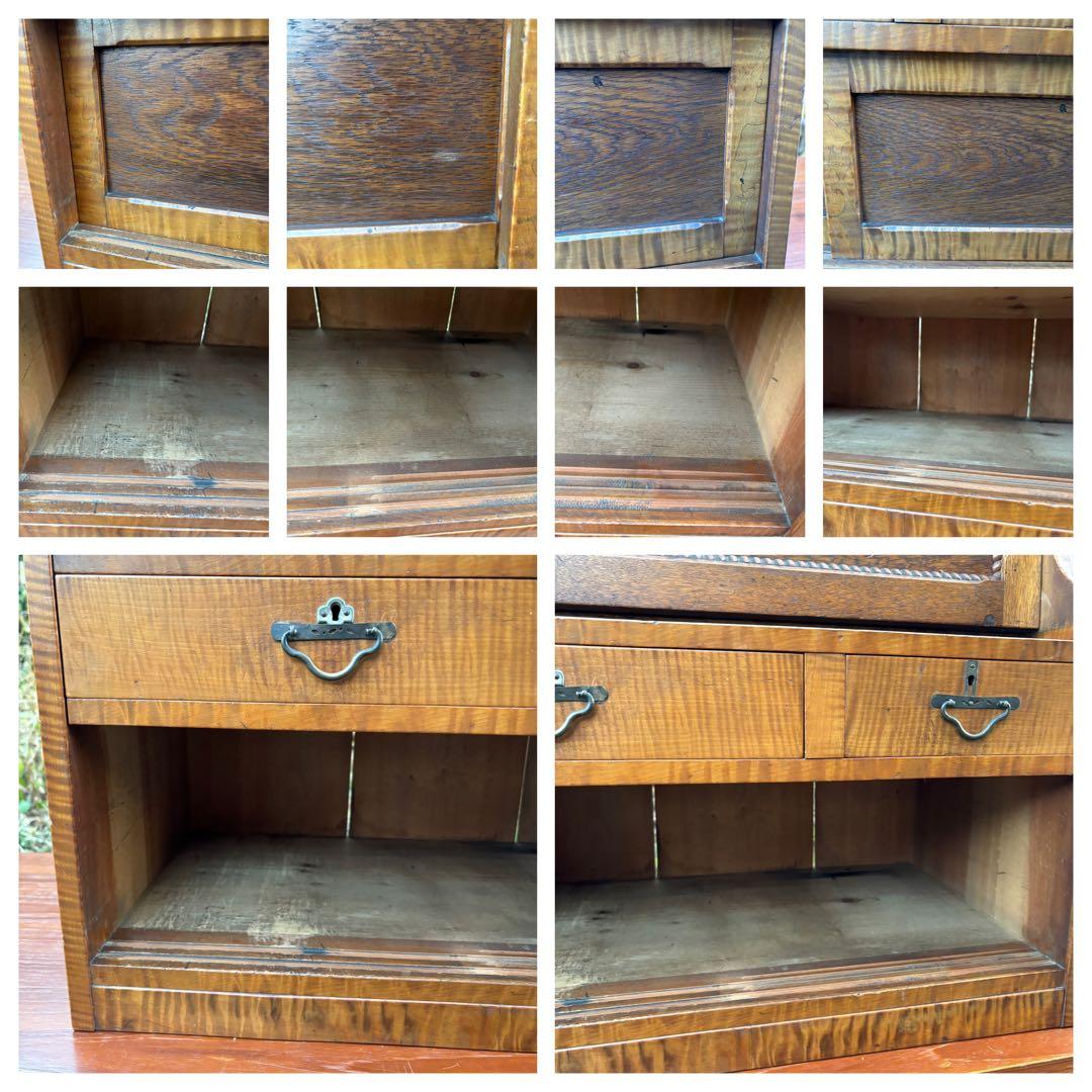 アンティーク 木製 帳場机ライティングビューロー デスク チェスト レトロ