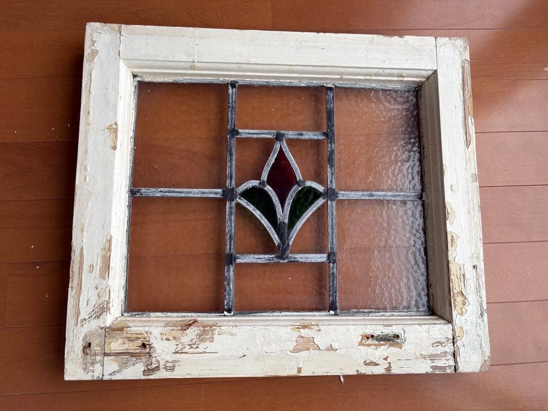 や*ん様 英国アンティーク ステンドグラス 窓枠付きパネル｜イギリス製｜店舗什器