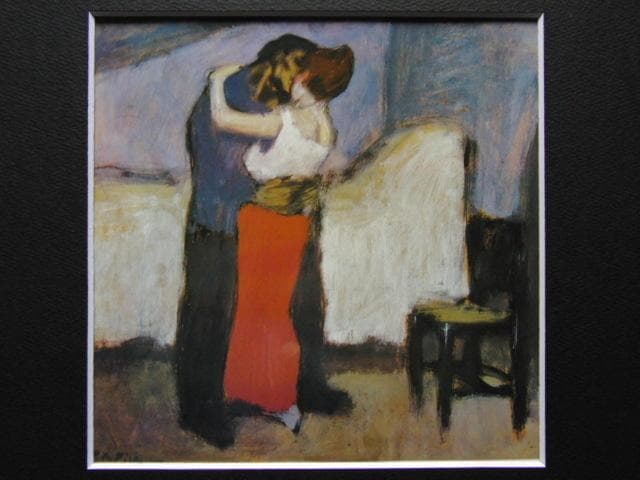 パブロ・ピカソ、あいびき、希少な額装用画集より、新品高級額装付