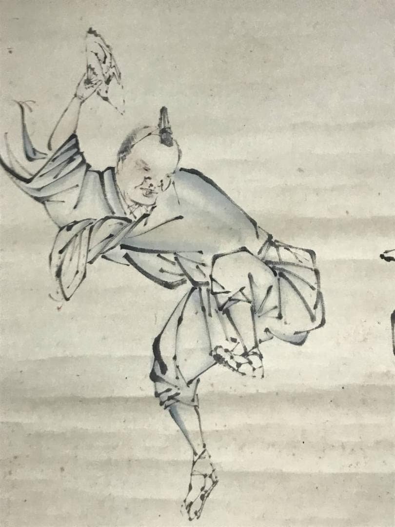 【真作】橘玉嶺/萬歳図/万歳図/江戸時代後期/掛軸/名家伝来/AB-894