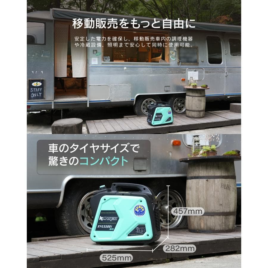 ガス・ガソリン両用発電機★インバーター発電機静音式 カセットボンベ発電機