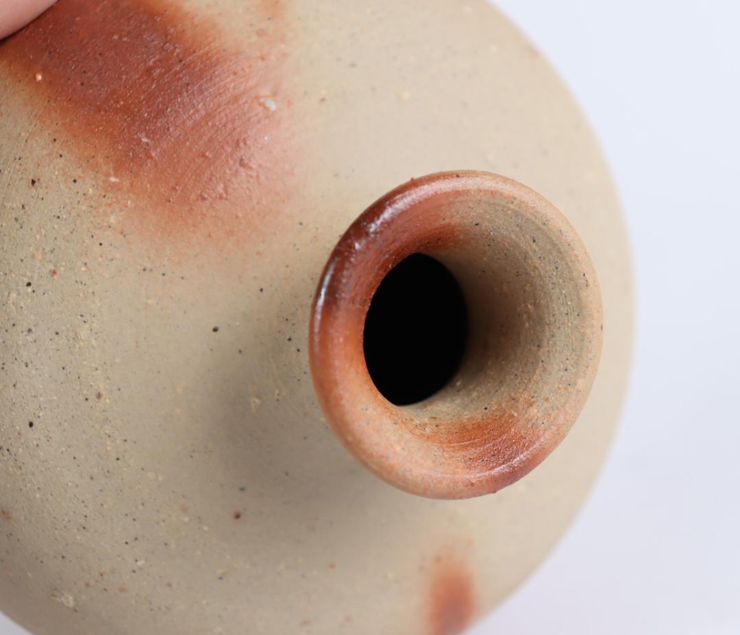 人間国宝 伊勢崎淳 蕪花生 備前 共箱　花入