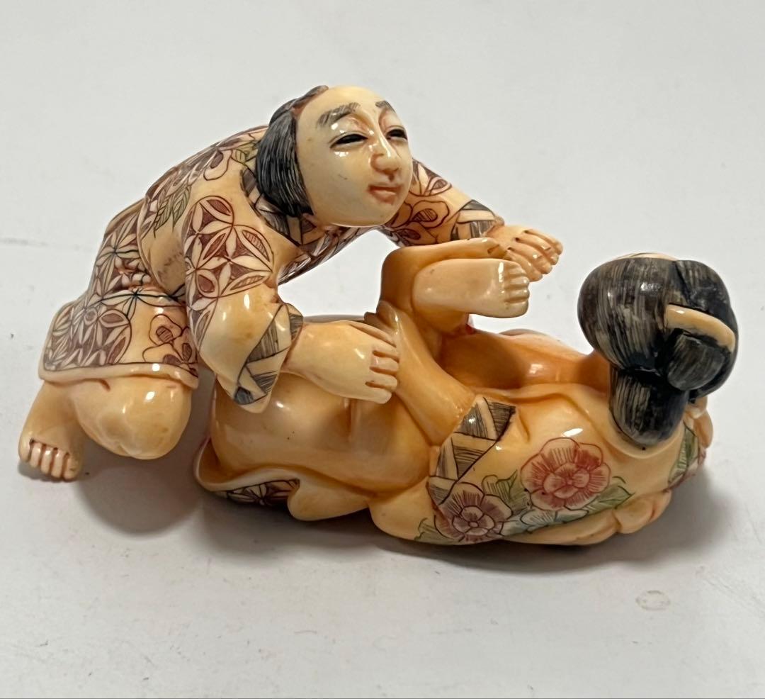 極上春画 根付 本抹香鯨 重さ:90g 　（提げ物 /緒締め ）M-044