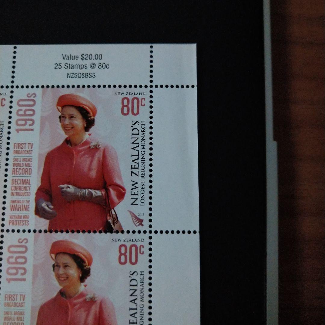 海外切手　ニュージーランド　エリザベス女王最長君臨記念切手　完6種シート未使用品