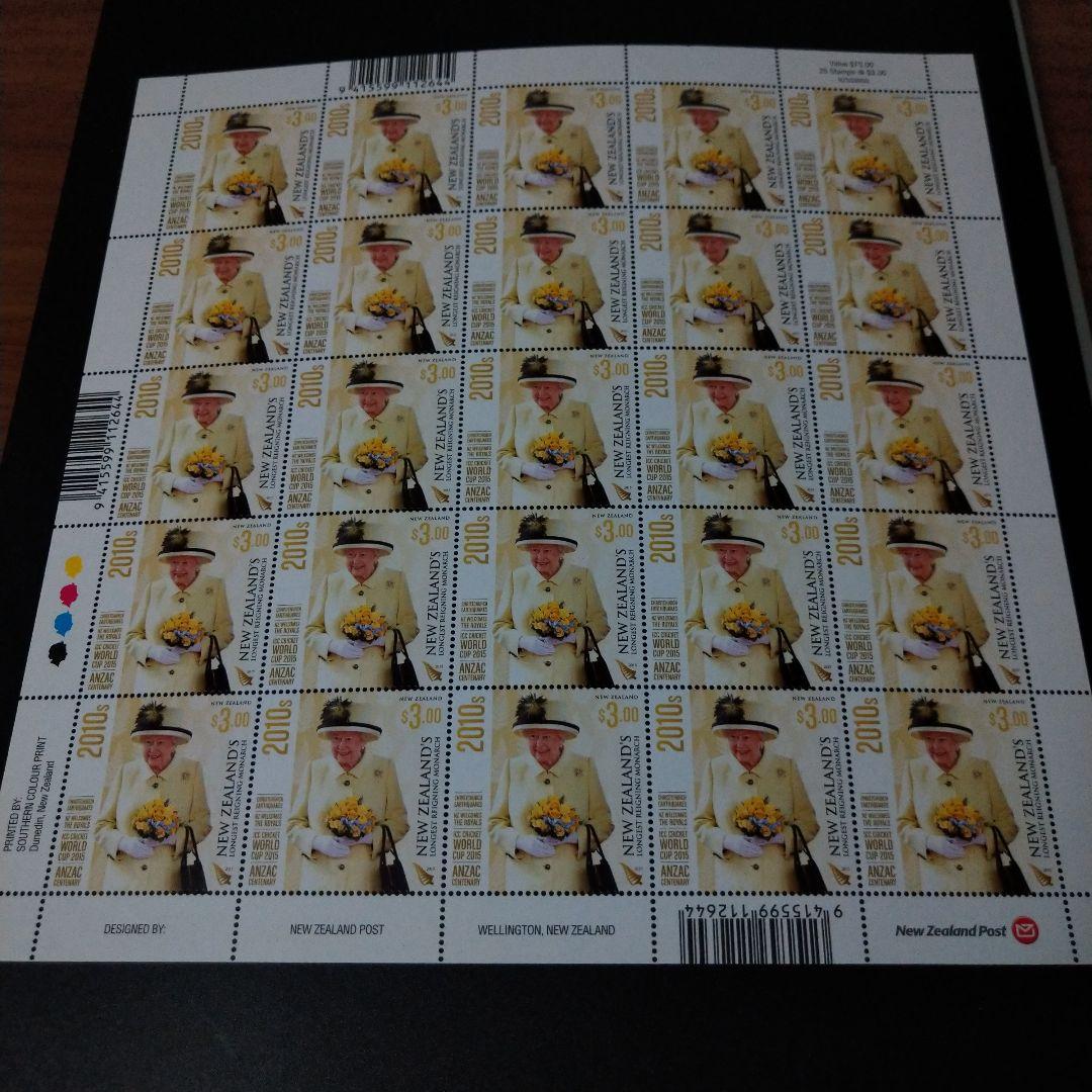 海外切手　ニュージーランド　エリザベス女王最長君臨記念切手　完6種シート未使用品