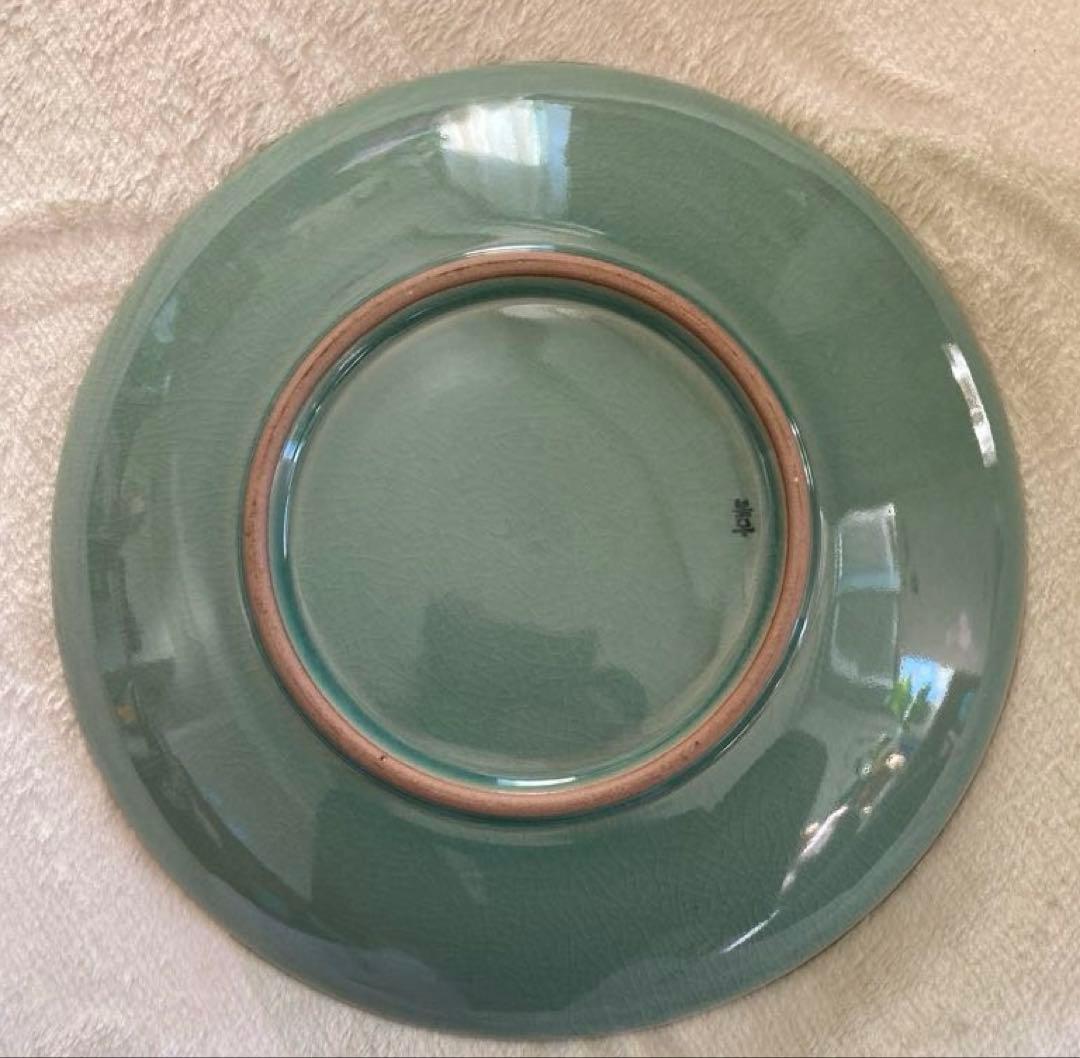 青磁大皿　陶磁器　骨董　アンティーク　韓国　31cm