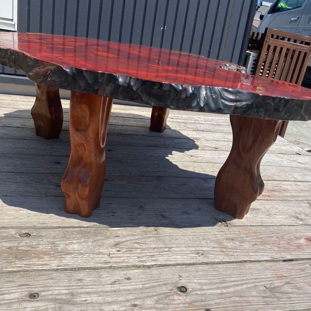 昭和レトロ 銘木 花梨 一枚板 大型座卓 センターテーブル サイドテーブル