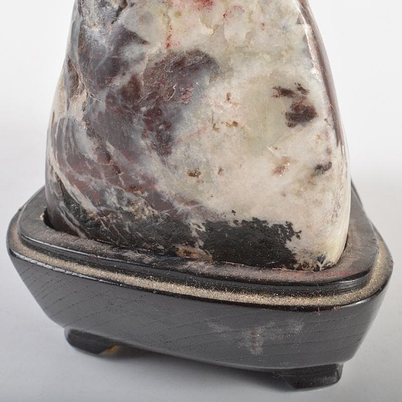 天然石　鑑賞石　菊花石　置物　重さ約1kg　唐木台付　古玩　V　R6655