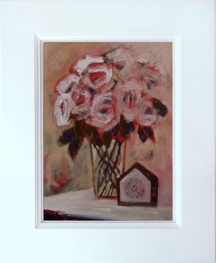 油絵 菅家令子 絵 絵画 インテリア 額付(黒) uF6-112502 花 ばら