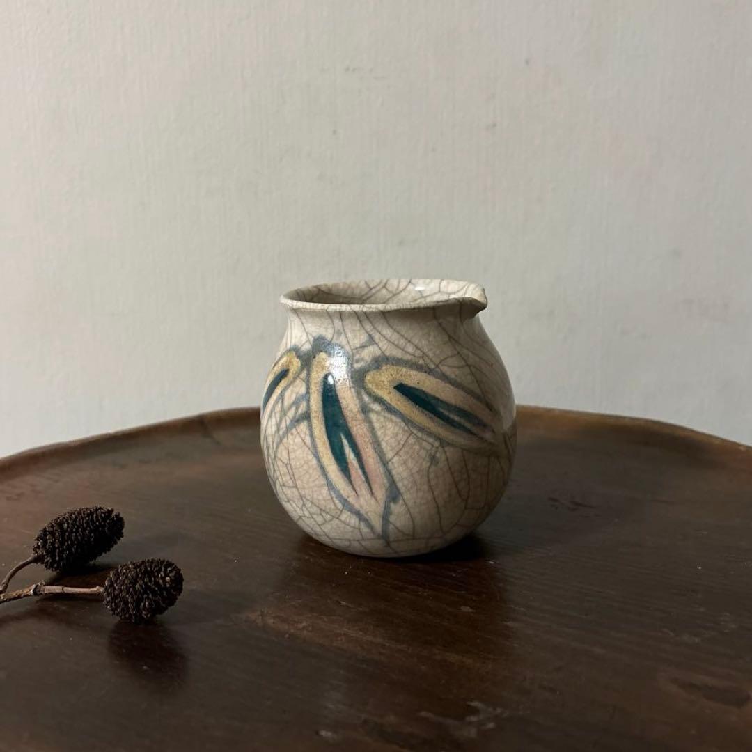 古い笹絵哥釉の器　花入れ　アンティーク　骨董　古道具　唐物　中国古玩　検:李朝