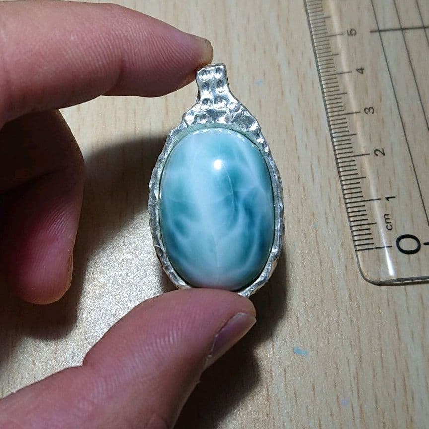 ラリマー ペンダントトップ（純銀粘土細工）