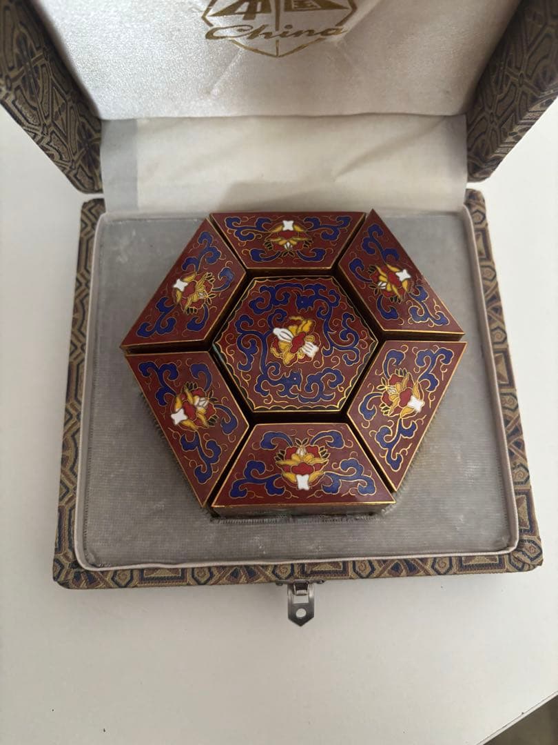 【中国美術】七宝焼 絵付 人物画 古美術 骨董品 アンティーク小物入れ