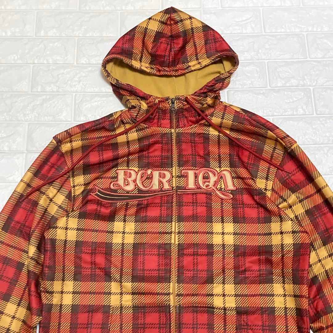 Burton フード付き スノーボードウエア 撥水パーカー チェック柄 Ｌサイズ