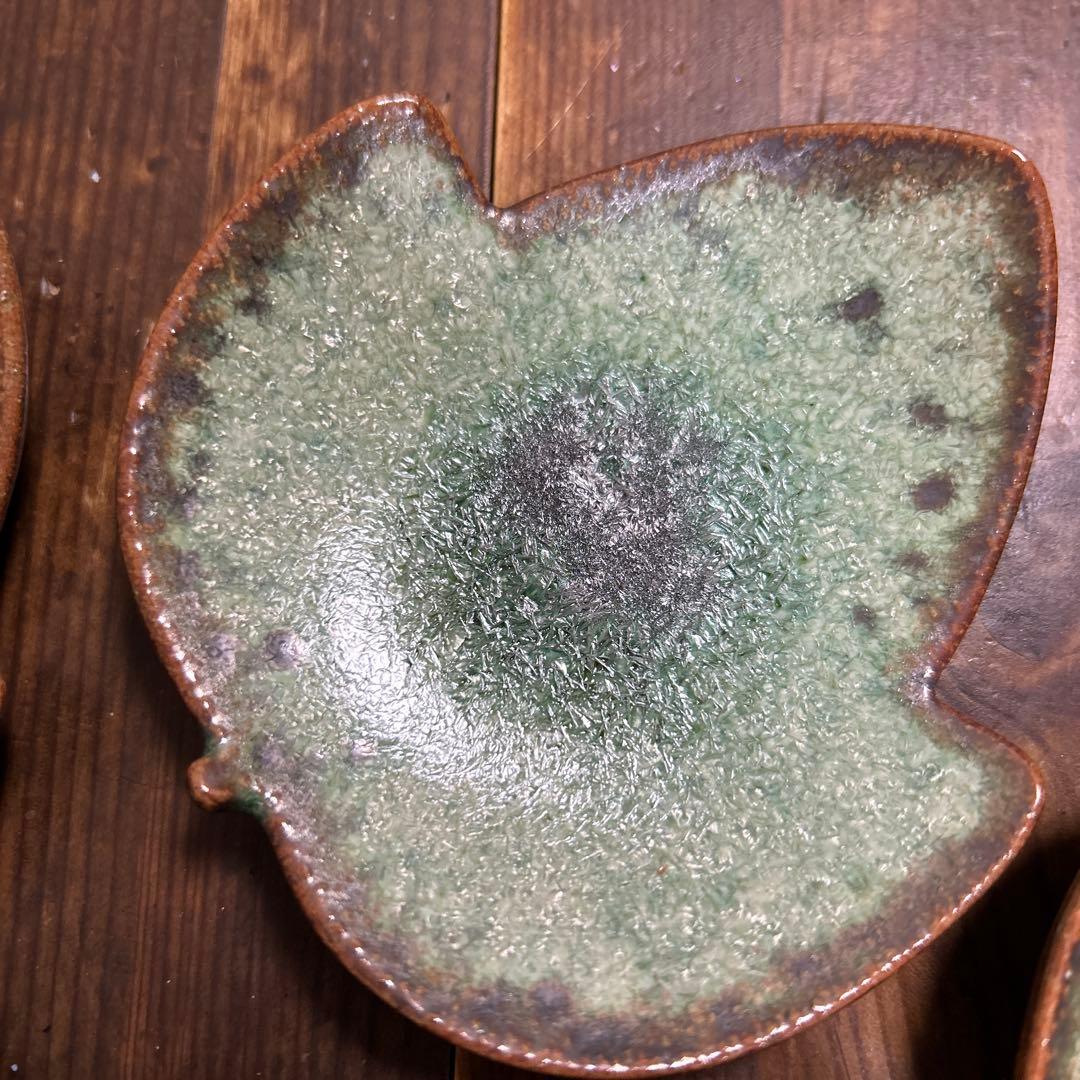 希少　玉峰窯 中尾哲彰作 銀河 銘々皿 ぶどうの葉　秋銀河釉　５枚