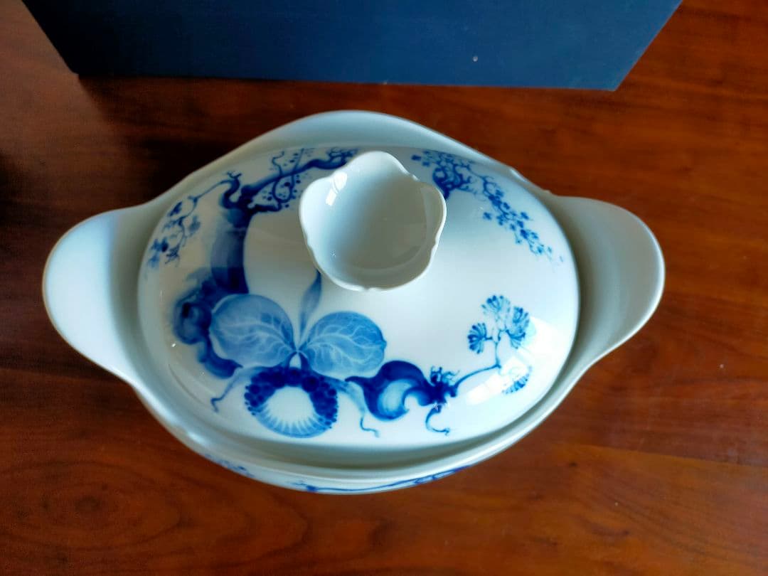 希少限定【Meissen】ブルーオーキッド スープチューリン（大）蓋付き