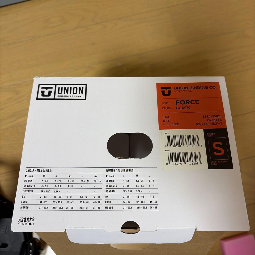ユニオン　フォース　スノーボードビンディング ブラック sサイズ　24-25