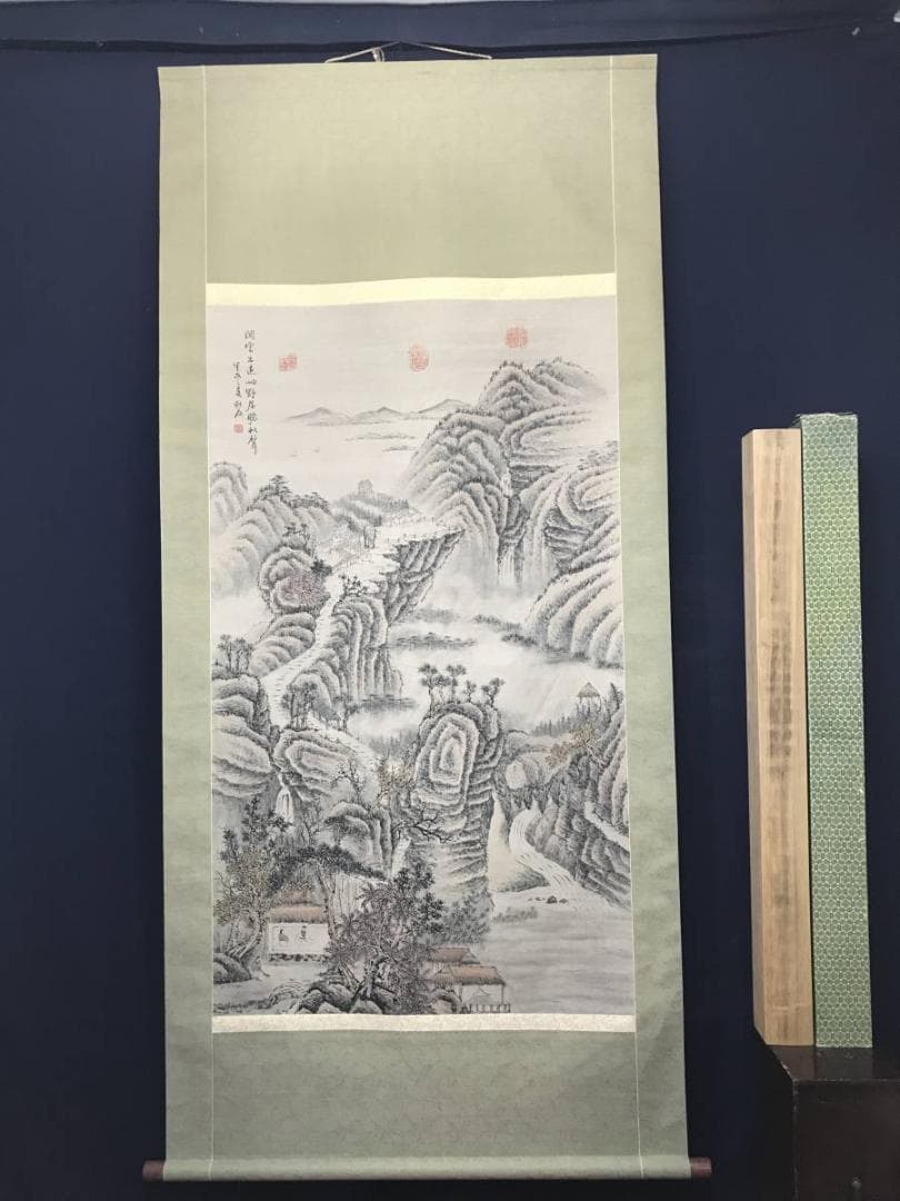 【真作】荘秋庭/野屋聴秋聲図/山水図/大幅/掛軸/名家伝来/AC-281