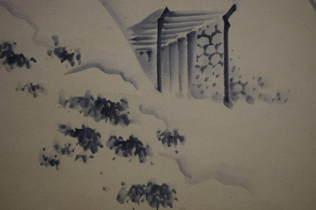 真作/玉峰/山水図/布袋屋掛軸HI-299