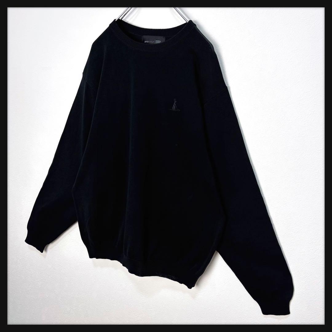 【美品】FR2ゴルフ セーター 刺繍ロゴ コットンニット メンズL ゴルフウェア