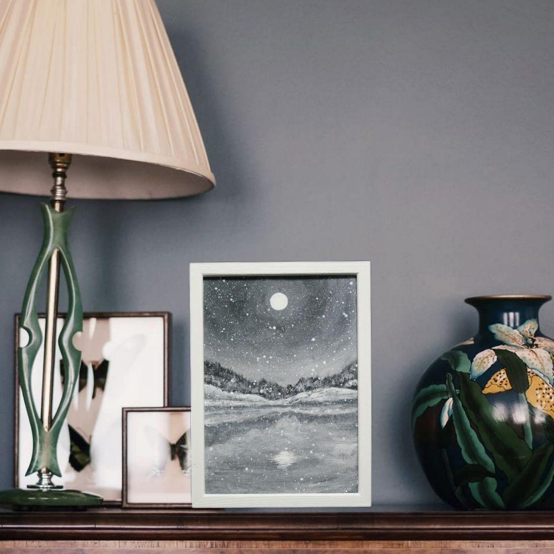 油絵 油彩 油彩画 絵 絵画 【白黒の雪景色】