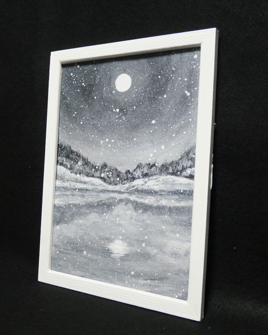 油絵 油彩 油彩画 絵 絵画 【白黒の雪景色】