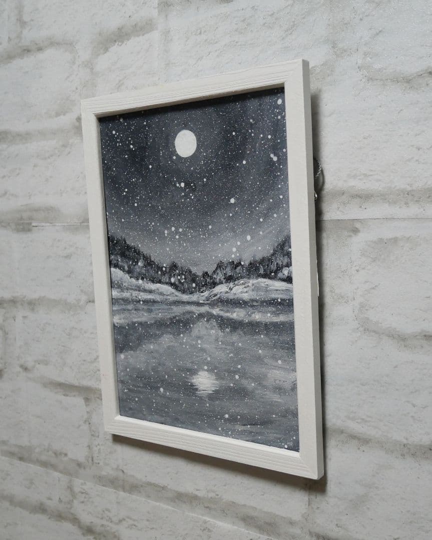 油絵 油彩 油彩画 絵 絵画 【白黒の雪景色】