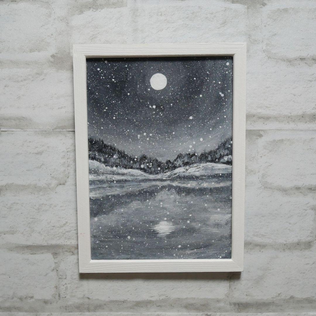 油絵 油彩 油彩画 絵 絵画 【白黒の雪景色】
