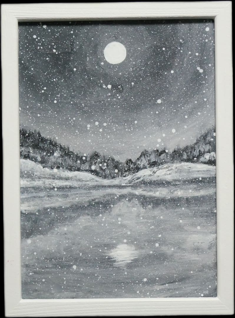 油絵 油彩 油彩画 絵 絵画 【白黒の雪景色】