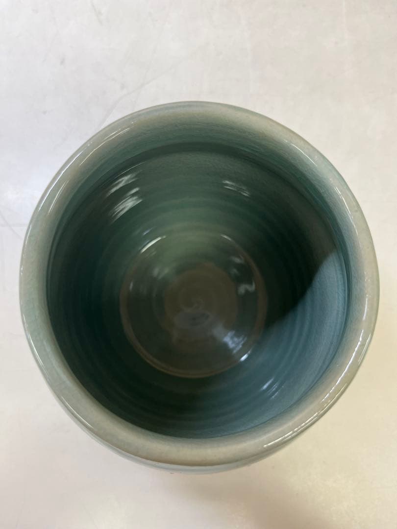 M648 青磁 壺 飾りつぼ 海日 蓋付 水呂窯