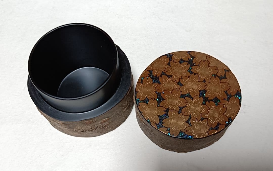 佐々木省庵作 桜材研出技法本金螺鈿蒔絵中次